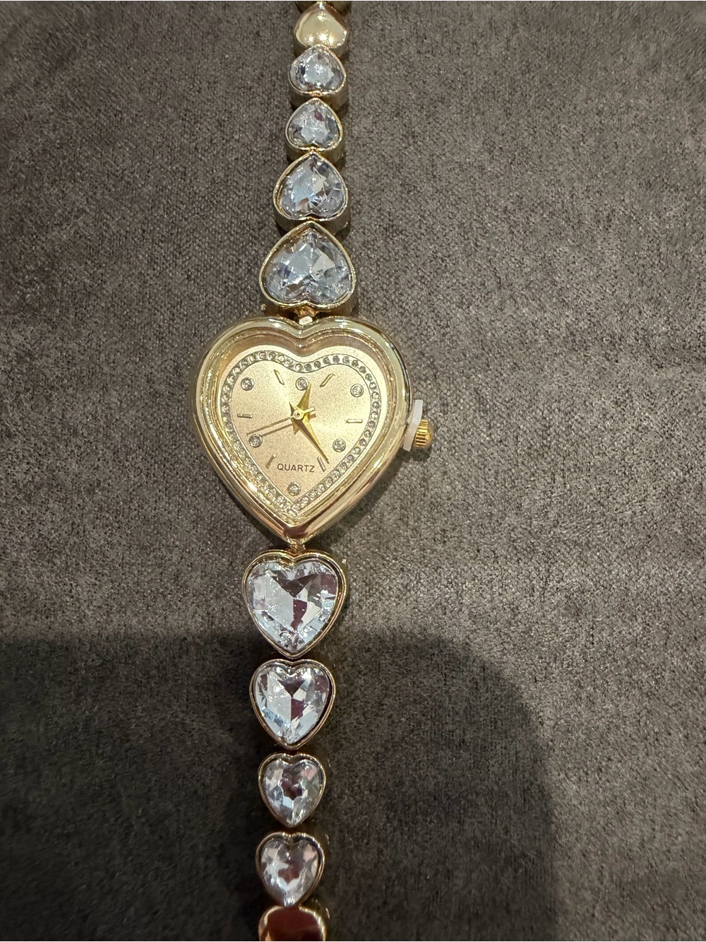 Target Gold Heart Bracelet Watch with Clear Crystal Hearts